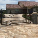 Gold-Travertine-6×12-Paver-Driveway-Jobside-Pic